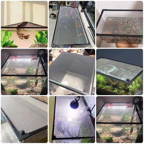 LZMZMQ Mesh Terrarium Lid Aquarium Hood, DIY Fish Tank Top Cover/Anti-Jumping Net with Magnetic Edges, Square Ventilation Opening Screen Netting, Cut to Size(L43.3xW21.7in/110x55cm)