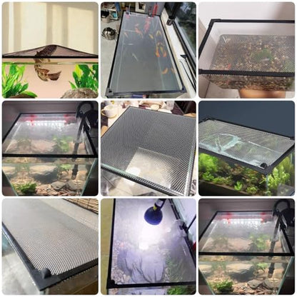 LZMZMQ Mesh Terrarium Lid Aquarium Hood, DIY Fish Tank Top Cover/Anti-Jumping Net with Magnetic Edges, Square Ventilation Opening Screen Netting, Cut to Size(L43.3xW21.7in/110x55cm)