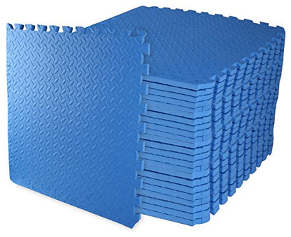 BalanceFrom Puzzle Exercise Mat 3/4" Thick, EVA Interlocking Foam Floor - color: Blue, style: 3/4" Thick, 96 Square Feet