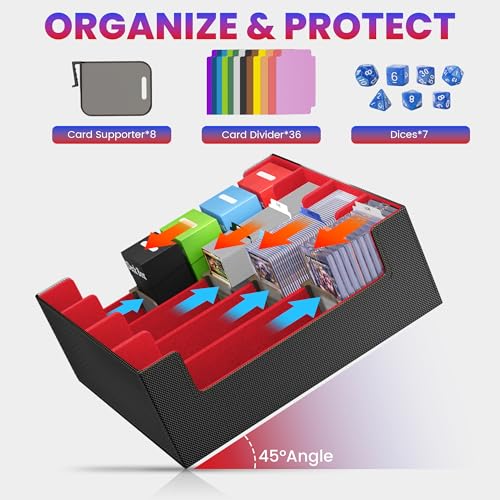 3500+ Trading Card Storage Box - color: 4-Row Black & Red, size: 3500+