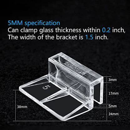 MEETOOT 4pcs Acrylic Fish Tank Bracket - 5mm Aquarium Support Tools, Clear Glass Cover Clip Holder