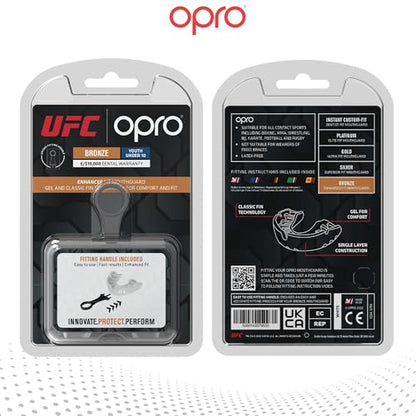 OPRO Bronze Level Youth UFC Moldable Mouth Guard, Essential Fit (White) - color: Ufc - White, size: Youth