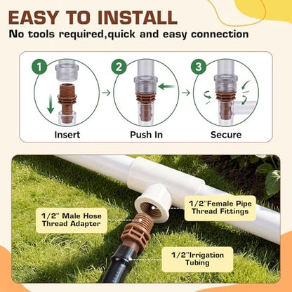12 Pcs 1/2" Thread to 1/2" Coupling PVC to Drip Irrigation Adapter Fittings, 1/2" Male Pipe Thread(MPT) x 1/2" Barbed Drip Line Coupling Connectors - size: 1/2" Thread to 1/2" Coupling