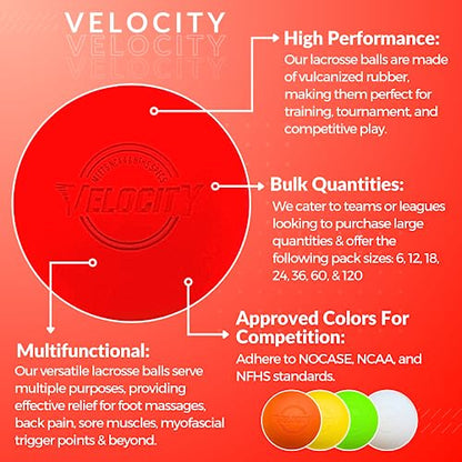 Velocity Lacrosse Balls - 60 and 120 Packs - for Practice, Official NFHS and College Approved Size - color: Red, size: 120 Balls, style: Practice Ball
