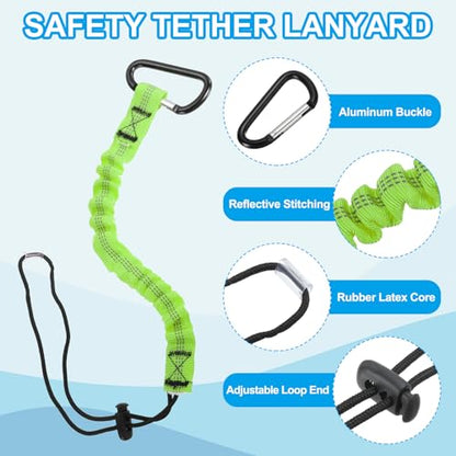 MECCANIXITY Retractable Tool Lanyard 2ft with Single Aluminum Buckle and Adjustable Loop End, Maximum Weight Limit 10KG / 22lb, Safety Fall Protection Tools Leash, Green 3 Pack - color: Green, size: 2ft