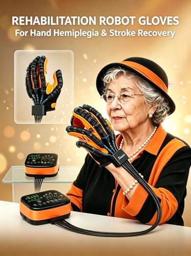 9th Gen Hand Rehabilitation Robot Gloves for Stroke Recovery | Home Physical Therapy for Hand Weakness & Hemiplegia, Finger Exerciser with 4 Modes Training & 5 Independent Air Valves - color: Black - Both Hand Pair (2-Pack)-M