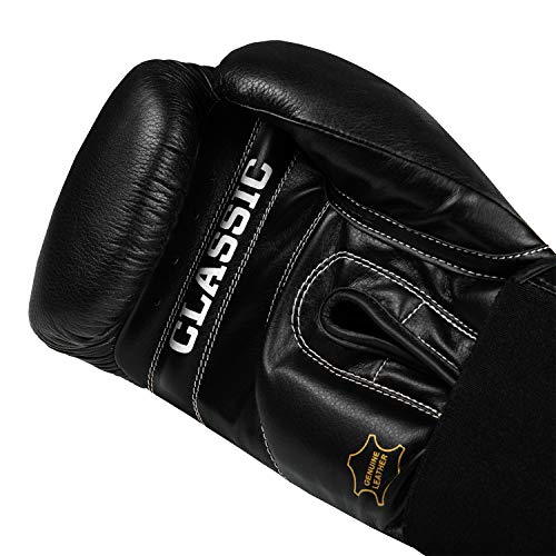 Title Classic Leather Elastic Training Gloves 2.0 - color: Black, size: 18 oz