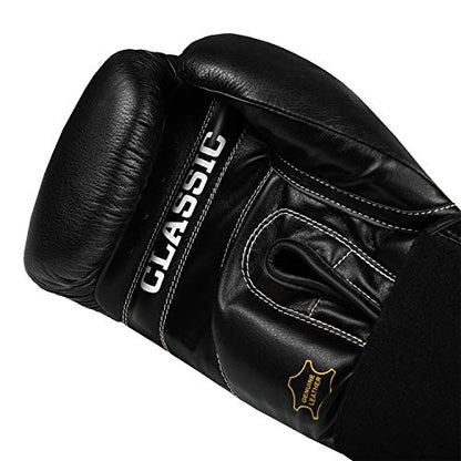 Title Classic Leather Elastic Training Gloves 2.0 - color: Black, size: 18 oz