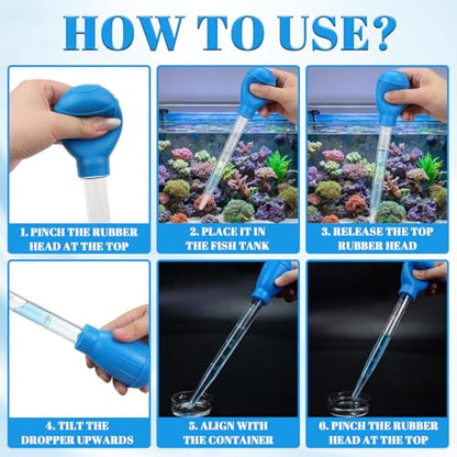 17.7 Inch 2 Pcs Extra Long Aquarium Coral Feeder Tool, Deep Tank Coral and Fish Feeding Pipette, Reef Corals Food Spot Feeder Tube for Corals and Fish Feeding, Reef Tank Maintenance Accessories
