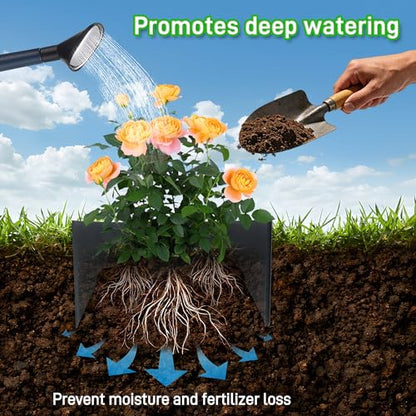 48 Pieces Planting Grow Rings, Diameter Range 8.2-15.7 Inches, Interlocking Garden Plant Rings, Black Garden Rings for Plant Support and Soil Moisture Retention - color: 48 Pcs(Black)