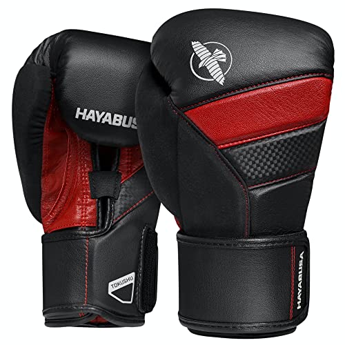Hayabusa T3 Boxing Gloves - Sparring | Sparring Gloves, Muay Thai Gloves, Kickboxing Gloves, Heavy Bag Gloves, Boxing Gloves for Men and Women, Boxing Gloves - color: Black/Red, size: 14oz
