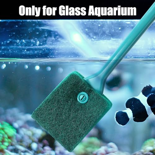 AQUANEAT Fish Tank Cleaning Tools, Aquarium Double Sided Sponge Brush, Algae Scraper Cleaner with Long Handle - color: green, size: 1pc