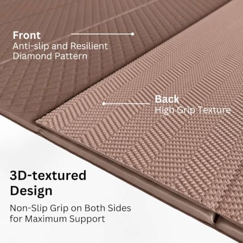Foldable Yoga Mat, 72" x 24", 6/8/10/12mm - color: Coffee, size: 24" x 72" x 1/4"