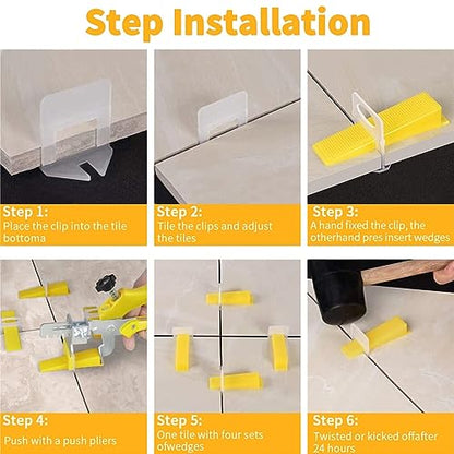Tile Leveling System with Plier - 1200-Piece Spacers Clips and 300-Piece Reusable Wedges Tools Set for Stone Installation 1/8 Inch - size: 1/8 Inch * 1200 Spacers