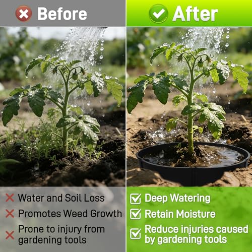 24 Pieces Planting Grow Rings, Diameter Range 8.2-15.7 Inches, Interlocking Garden Plant Rings, Black Garden Rings for Plant Support and Soil Moisture Retention - color: 24 Pcs(Black)