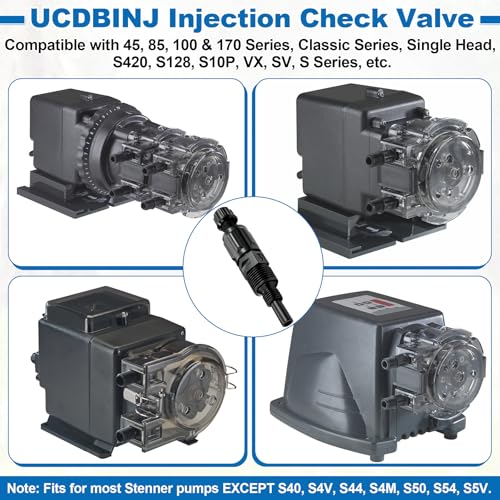 1/4-Inch UCDBINJ Injection Check Valve Replacement for Stenner Pumps, Fits for 45/85/100/170 Series, S128/S420/S10P/VX/S/SV Series, Classic Series Peristaltic Pump Parts