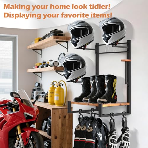 TheElves Motorcycle Helmet Wall Mount Rack with 4 Holders