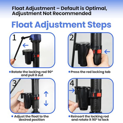 Jamini Toilet Fill Valve Replacement Kit, Quick-Install Inlet Valve with Connector & Refill Tube, Fixes Slow Filling, Leaks, Noisy Tank, Universal for Most Toilet Tanks
