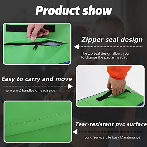 BestMassage Gymnastics Mat Incline Mat Tumbling Mat Folding Gymnastic Tumbling Mat Indoor/Outdoor Exercise Mat Home Gym Yoga Mat with Handle - color: Blue