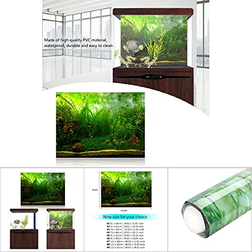 AYNEFY Aquarium Fish Background Poster, Water Grass Aquarium Background Poster PVC Adhesive Background Sticker Wallpaper Poster Aquarium Backdrop Decor (#3) - size: #3