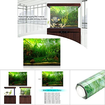 AYNEFY Aquarium Fish Background Poster, Water Grass Aquarium Background Poster PVC Adhesive Background Sticker Wallpaper Poster Aquarium Backdrop Decor (#3) - size: #3