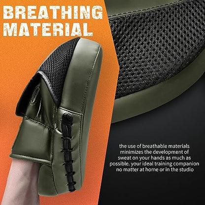 Boxing Pads Punching Mitts for Muay Thai,Punching,Sparring,Training - color: Olive Green
