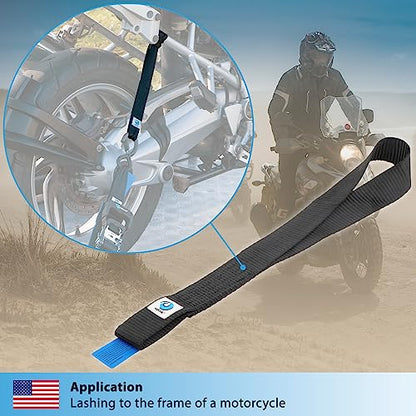 valonic Condor - Soft Loop tie Down Straps Heavy Duty - 4 Pack, 7716lbs, 1.4" x 18", Double Stitched, Black - for Motorcycle Handlebar - size: 1.5 FT - 7700 lbs
