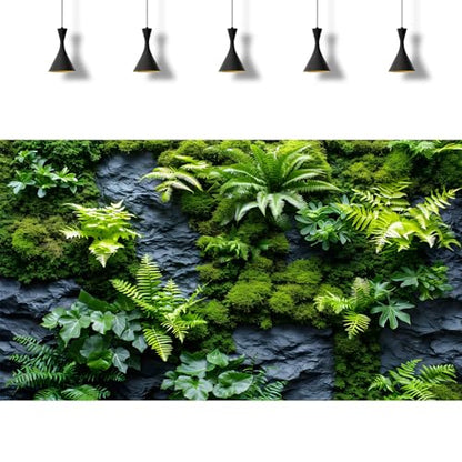 2 Packs Rock Wall Reptile Tank Background Lush Green Tropical Leaves Aquarium Background Nature's Embrace Tropical Green Plants Fish Tank Backgrounds Moss Wall Reptile Enclosure Backgrounds 30x12in - color: Green, size: 30(W)x12(H)in