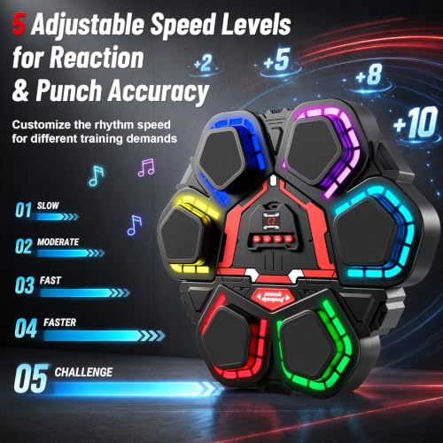Music Punching Machine, Boxing Trainer with Rhythm Lights - color: Black Red