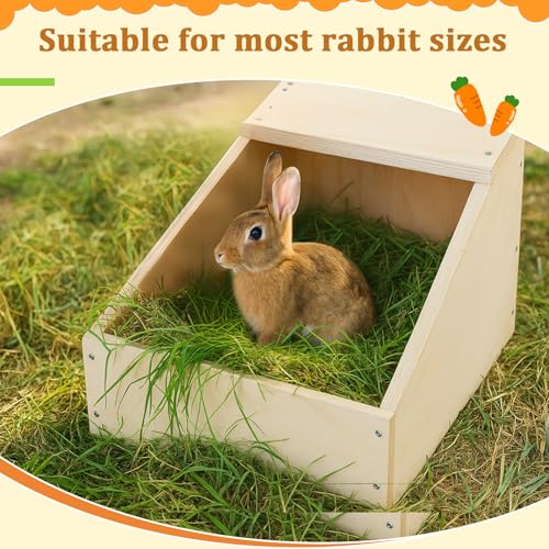 2 Pack Wood Rabbit Nesting Box, 20x14x14 Inch Wooden Hutch Hideout for Breeding, Natural Burrow Den Alternative for Rabbits & Small Animals - size: 20x14x14 Inch