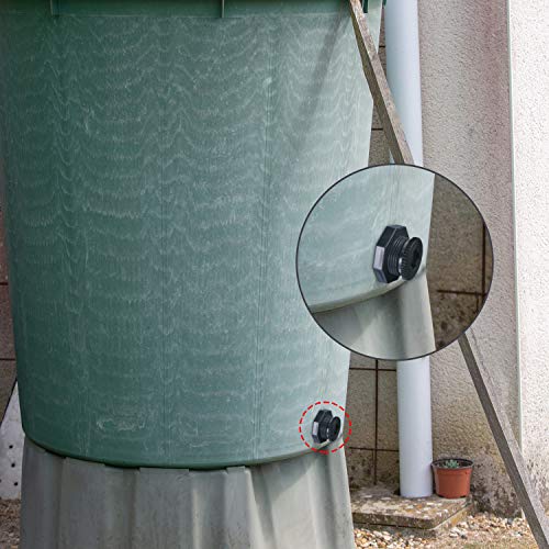Outus 2 Pieces PVC Bulkhead Fitting with Plugs for Rain Barrels, Aquariums, Water Tanks, Tubs, Pools (3/4 Inch+4 mm Thick Silicon Seal Gaskett,Dark Grey)