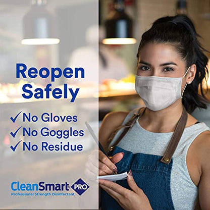 CleanSmart Hospital Disinfectant, Hypochlorous Acid Technology, 4 Gallons | Kills 99.9% of Viruses and Bacteria, EPA Registered, Professional Strength Sanitizer for Businesses, Schools, and Restaurants - size: 128 Fl Oz (Pack of 4)