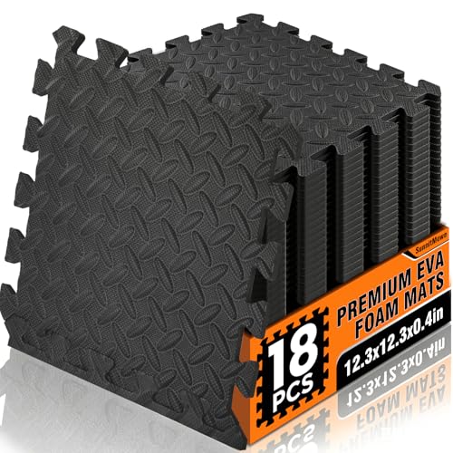 18 Tiles EVA Puzzle Exercise Floor Mats Set, Interlocking Foam Gym Tiles