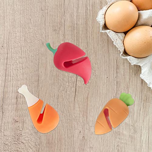 6Pcs Spill-stop Silicone Lid Lifter for Soup Pot - Heat Resistant, Keep Lids Open, Reduce Spills - Chicken Leg, Pepper, Carrot