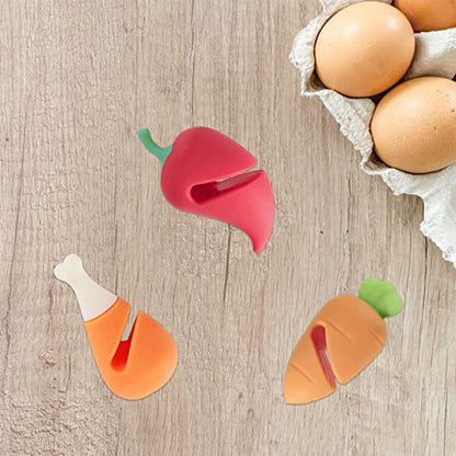 6Pcs Spill-stop Silicone Lid Lifter for Soup Pot - Heat Resistant, Keep Lids Open, Reduce Spills - Chicken Leg, Pepper, Carrot