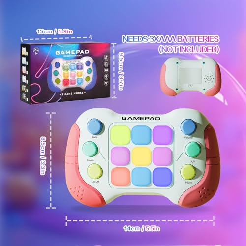 Christmas Fast Push Game Fidget Toys Handle, Upgraded Flashing Quick Press Games Pro for Kids, Speed Push Light Up Fidget Game, Educational Handheld Console Gamepad Toy for Boys, Girls - style: Red
