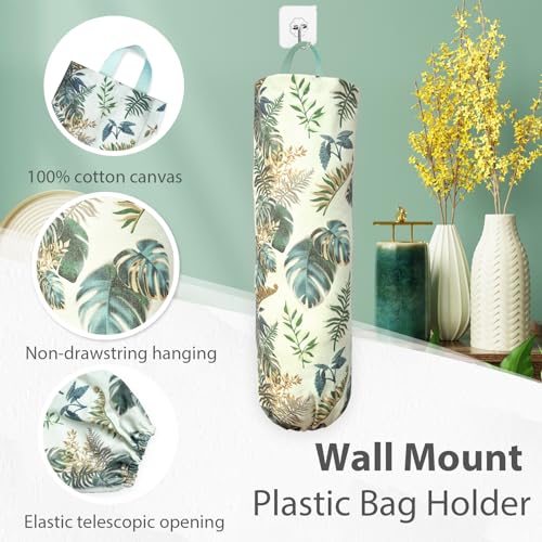 SYIPO Plastic Bag Holder, Reusable Grocery Bag Organizer, Wall Mount, 1 Pack, Small Forest - color: Small Forest