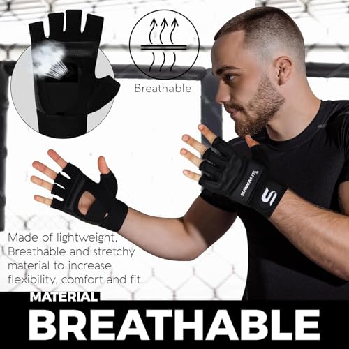 SAWANS MMA Gloves Karate Mitts Punch Bag Boxing Gloves Martial Arts Combat Taekwondo Kickboxing Mitts Fighting Grappling Training for Womens Mens Adults - size: Medium