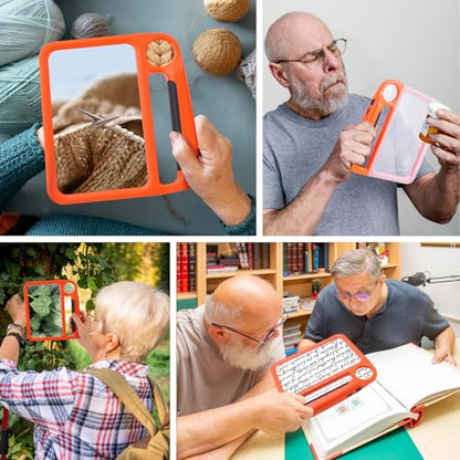 5X 10X Full-Page Magnifying Glass with Light, Rechargeable Handheld Magnifier with 3 Light Modes, 48 Lights, Clean Cloth Ideal Gift for Seniors Reading Books Inspection - style: 5X 10X