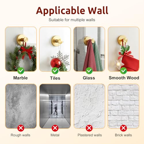 4 Packs Suction Cup Hooks for Shower, Heavy-Duty Wreath Hangers for Front Door, No Drill Glass Door Shower Suction Hooks No Damage for Walls Bathroom Kitchen Window Mirror Tile Towel Coat Robe Loofah
