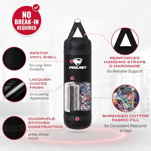 4 ft 80lb Heavy Boxing Punching Bag, Muay Thai, MMA, Strength Training Equipment, Hanging - color: Black, size: Filled with Bottom D-Ring