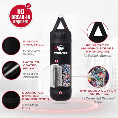 4 ft 80lb Heavy Boxing Punching Bag, Muay Thai, MMA, Strength Training Equipment, Hanging - color: Black, size: Filled with Bottom D-Ring