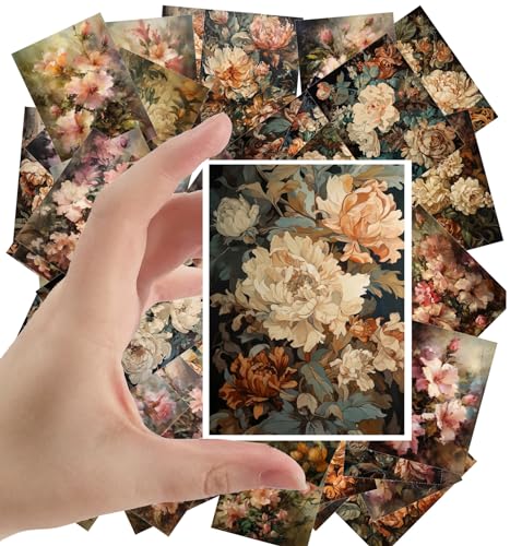 Large Stickers Pack 24 pcs ~ Romantic Blossoms and Soft Hues: an Enchanting Array of Roses and Peonies - A Timeless Stickers Set Evoking The Warmth of Vintage Gardens - color: Fourtyseven