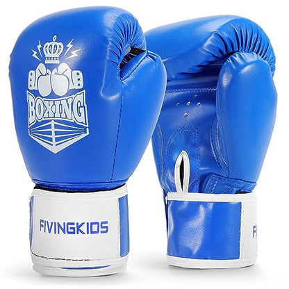 Kids Boxing Gloves for Sparring,Punching Bag,MMA Training,Ages 3-15 - color: Blue-White, size: 4 oz