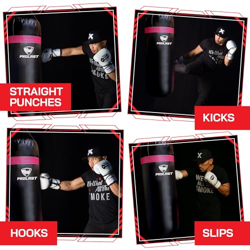 Punching Bag for Experienced and Beginners, Boxing, MMA, Martial Arts, Muay Thai Training Equipment, Hanging, 3ft, 50 lbs, Rhino Logo - color: Pink, size: Unfilled