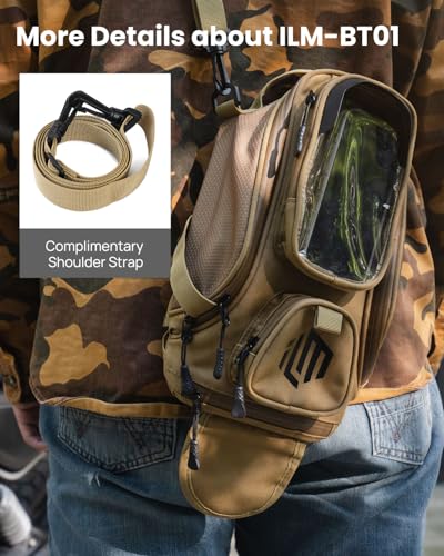ILM Motorcycle Tank Bag Magnetic 4 Straps Reinforced Fastening Waterproof Touch Screen Phone Pouch Motorbike BT01 - color: Yellow Brown