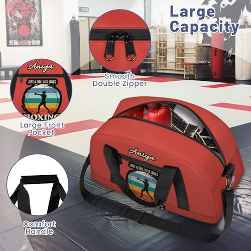 Custom Name Taekwondo Karate Duffle Bag for kids Girls - Personalized Martial Arts Gear Bag, Water-Resistant Sparring Equipment Bag, Who Loves Boxing Orange - color: Who Loves Boxing Orange
