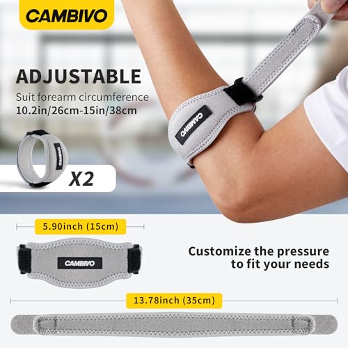 CAMBIVO 2 Pack Tennis Elbow Brace Strap for Tendonitis, Light Gray - color: Light Gray, size: 2 Count (Pack of 1)