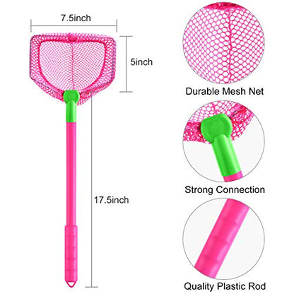 Coopay 2 Pieces Butterflies Fishing Net Catching Bug Floating Bait Beach Nets for Outdoor Playing - color: Blue + Rose Red