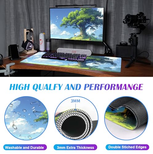 Large Green Plant Outdoor Landscape Office Desk Pad, Computer Mouse Pad | The Surface Of The Mouse Pad Is Designed With Fiber Woven Material, And The Base Is Made Of Natural Anti Slip Rubber. - color: Outdoor Landscape